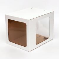 Коробка для торта 220х220х300 С ДВУМЯ ОКНАМИ, БЕЗ РУЧЕК