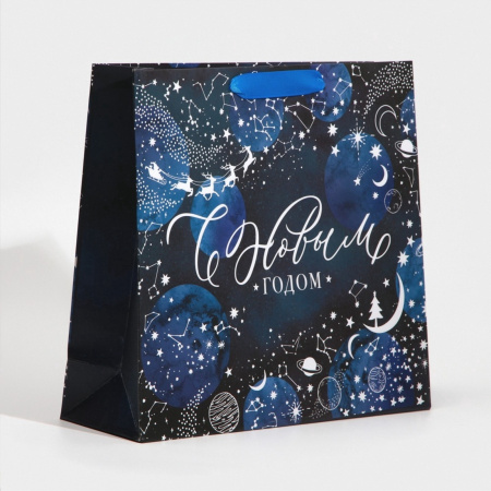 Пакет НОВОГОДНИЙ "Вошебная ночь" 30х26х9см 4843427