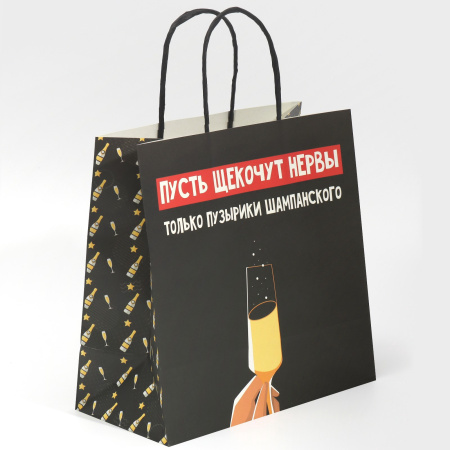 Пакет НОВОГОДНИЙ "Только пузырики" 22х22х11см 7661207