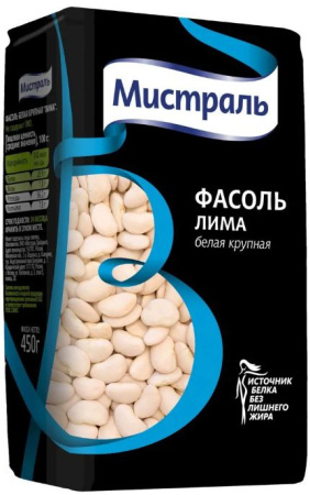 Фасоль белая крупная ЛИМА 450гр /12 МИСТРАЛЬ 12326