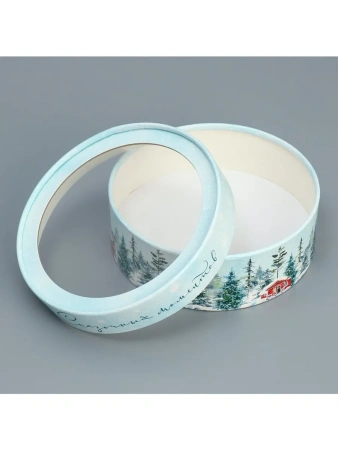 Коробка для макарун НОВОГОДНЯЯ "Сказочных моментов" 16х16х5см 9753940