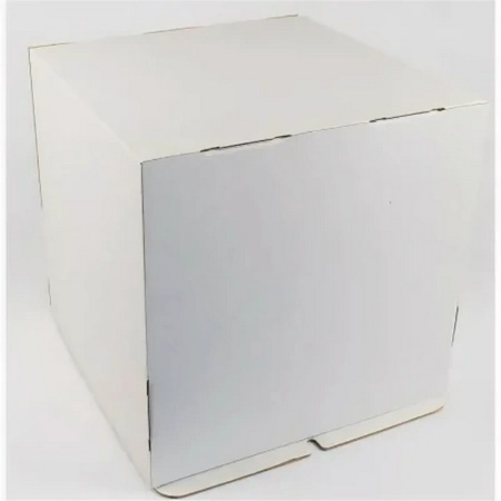 Коробка для торта 280х280х300 белая БЕЗ окна + донышко