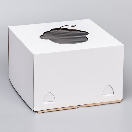 Коробка для торта 300х300х190 Окно "ПИРОЖЕНКА", с усиленным дном, БЕЗ РУЧЕК