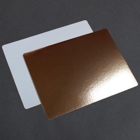 Подложка для торта  3.2мм 400х300 золото/белое прямоугольная 