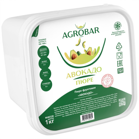 Пюре Авокадо  с/м 1кг  /6 Агробар