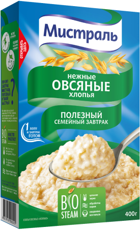 Хлопья Овсяные нежные 400гр /12 МИСТРАЛЬ 66130