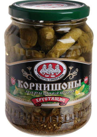 Корнишоны марин. хрустящие ст/б 720мл/8 Скатерть-Самобранка