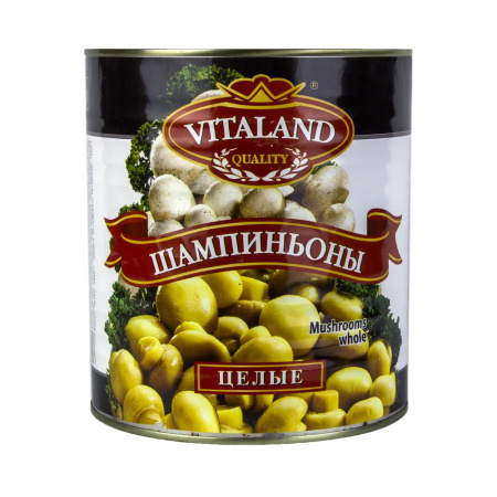 Грибы Шампиньоны ЦЕЛЫЕ стерил. ж/б 3100мл/6 Виталанд