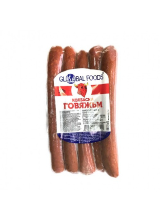 Колбаски ГОВЯЖЬИ п/к 18см/22мм, 68гр. х 5шт/упак в/у кат. Б Столичный МПЗ
