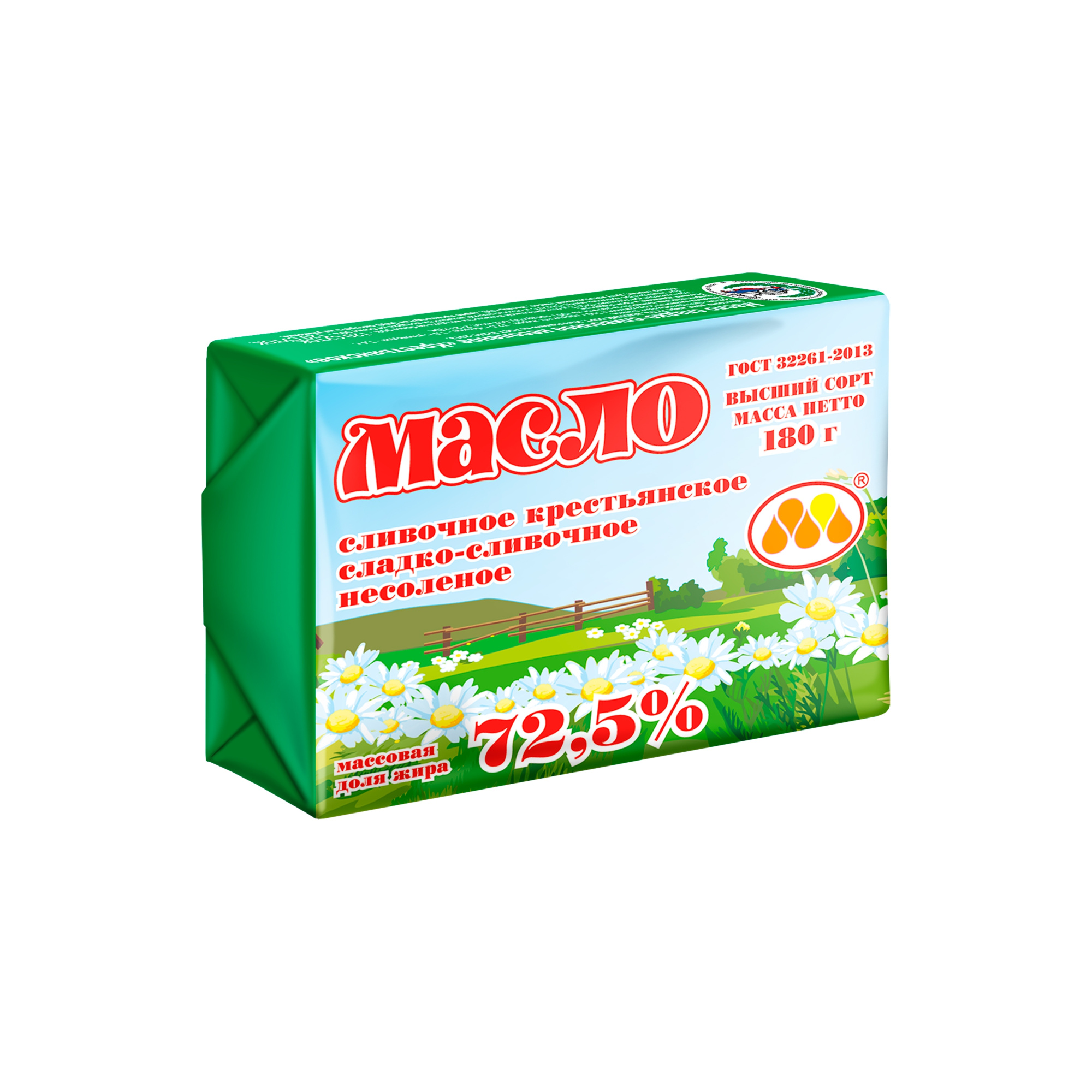 Масло сливочное Крестьянское 72,5 % 180гр /20 ЮГ