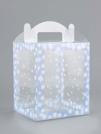 Коробка НОВОГОДНЯЯ для бенто-тортов ПВХ "ЗИМУШКА" 12х12х15см 9591952