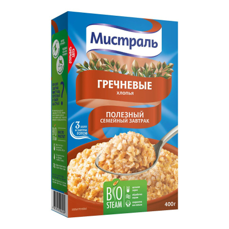 Хлопья Гречневые 400гр /12 Мистраль  66114