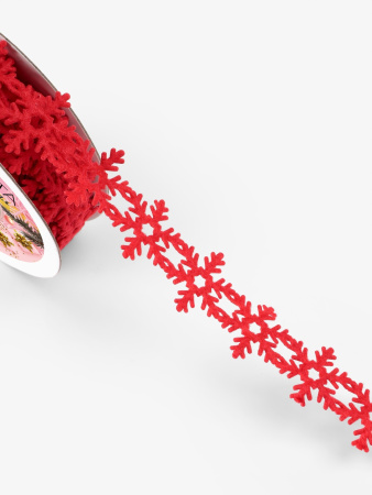 Лента атласная 15мм*25м СНЕЖИНКИ №01 белый/красный 10324231