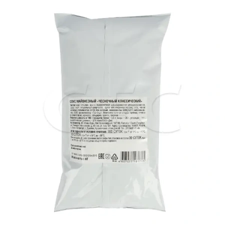 Соус майонезный С ЧЕСНОКОМ 1кг/5 пакет НЕВА Ф