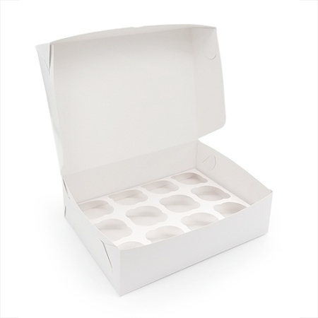 Коробка для 12 капкейков 350х250х100 белая БЕЗ окна