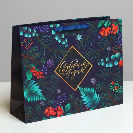 Пакет НОВОГОДНИЙ "Роскошь волшебства" 40х31х11,5см 4843413
