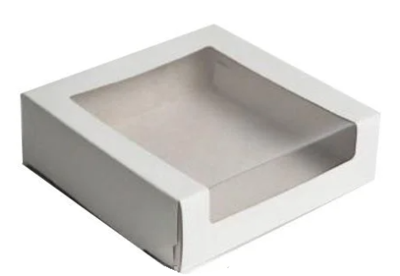 Коробка для торта 225х225х60 белая С ОКНОМ