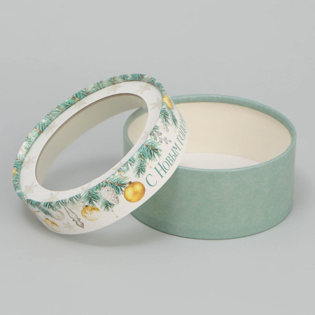 Коробка-тубус для макарун НОВОГОДНЯЯ "Новогодние игрушки" 12х12х5см 9753938