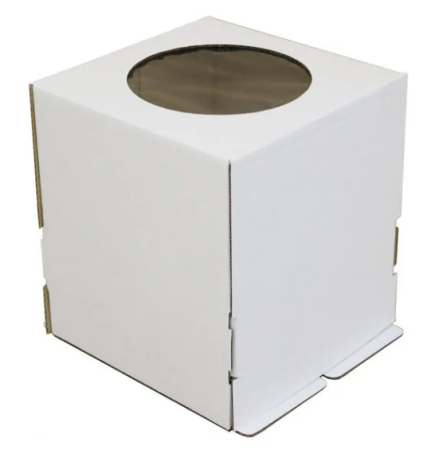 Коробка для торта 260х260х280 белая С ОКНОМ + донышко