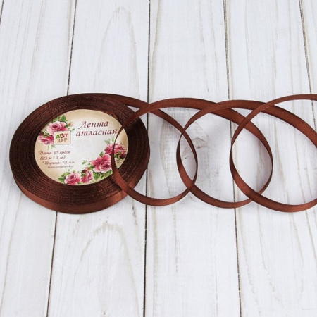 Лента атласная 10мм*25м шоколадный №31 1218205