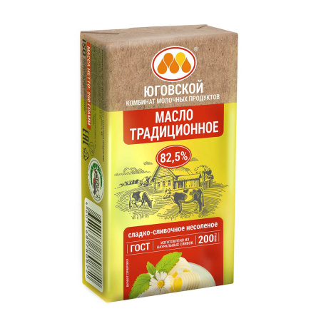 Масло сливочное Традиционное 82,5%  200гр /20  ЮГ