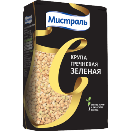 Крупа гречневая зеленая 450гр /12 МИСТРАЛЬ 11603