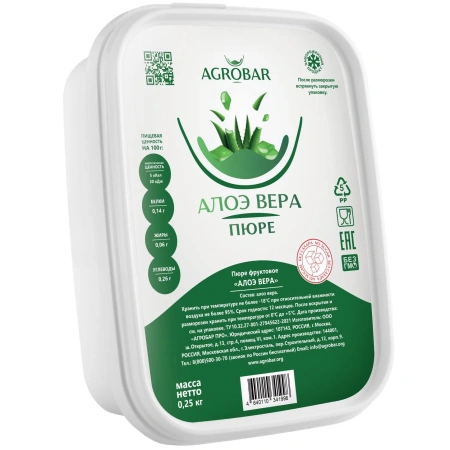 Пюре Алое Вера БЕЗ САХАРА с/м 250гр /12 Агробар
