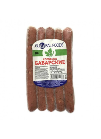 Колбаски Баварские С ЗЕЛЕНЬЮ п/к с/м 18см/22мм, 68гр. х 5шт/упак в/у кат. Б Столичный МПЗ
